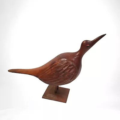 Vintage Hand Carved Wood Bird Figurine On Stand Jamaica Sculpture Caribbean 6  • $9.95