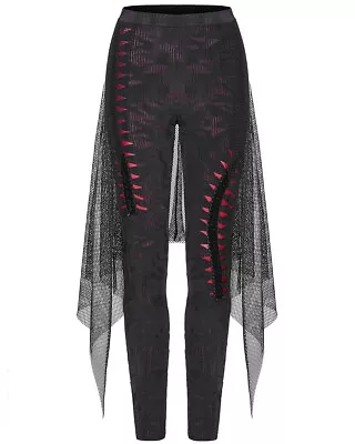 £39.99 • Buy Punk Rave Womens Apocalyptic Gothic Leggings Pants Black Red Fishnet Half Skirt