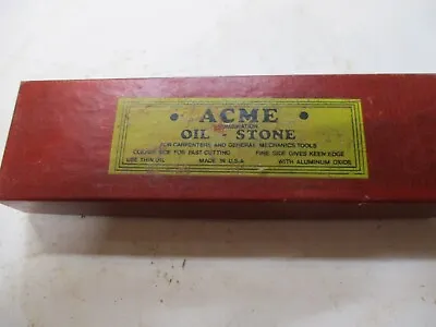 Vintage ACME Combination Oil Stone In Box  Fine/Coarse Tools & Carpenters USA • $5