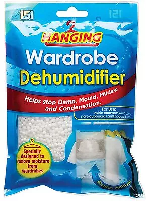 151 Hanging Wardrobe Dehumidifier Stops Damp Condensation Mildew Mould • £4.22