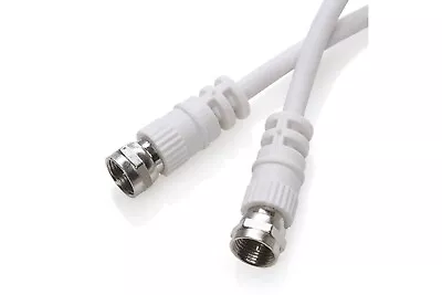 Coax F-Type Lead Flylead Length 1 Mtr TV Sky Virgin Cable Screw F Plugs  White • £2.96