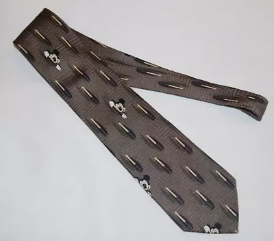 Walt Disney Mickey Mouse Brown Striped Print Silk Neck Tie Novelty Surfboards • $9.99