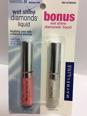 BONUS Maybelline Wet Shine Diamonds Lip Gloss Rhinestone Pink +Clear Cut Diamond • $29.71
