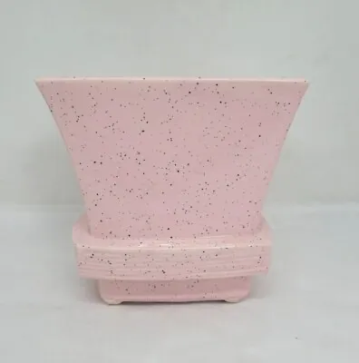 Vintage McCoy Footed Speckled  Pink Planter Vase- Art Deco Flare • $15.95