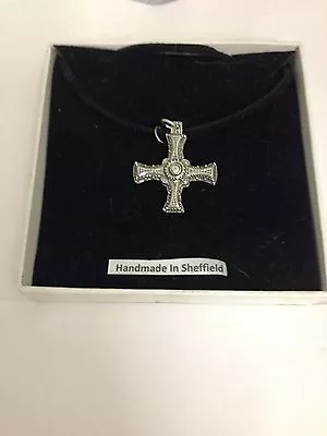 Medieval Cross DCPP Pewter Pendant On A Black Cord Necklace • £7.95