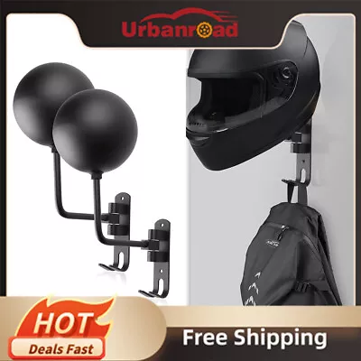 2x Wall Mount Motorcycle Helmet Rack Holder Hook Hanger Stand Display Universal • $25.49