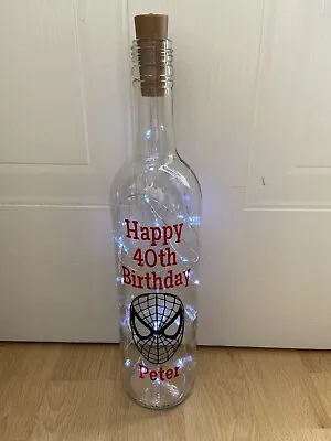 Marvel Spider-Man 16th 18th 21st 40th Birthday Light Up Bottle Personalised Gift • £11.95