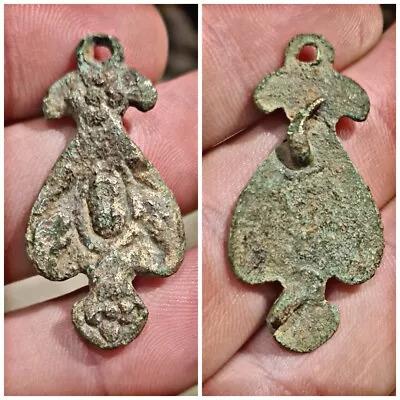 Superb Medieval Horse Harness Pendant Decoration With Gold Plate Detecting Find  • £11.99