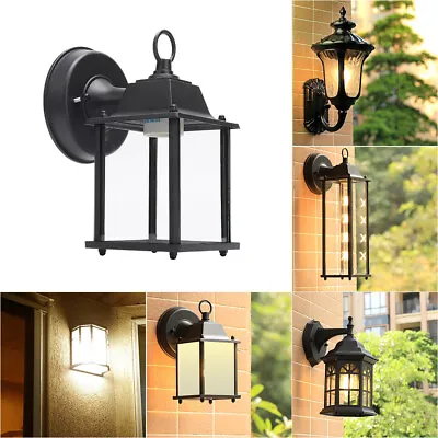 £16.94 • Buy Outdoor Wall Lantern Traditional Light LED Garden Porch Lighting Metal & Glass