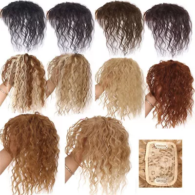 Curly Natural Hair Topper Toupee Women Clip Hairpiece Top Piece Hair Extension • £8.39