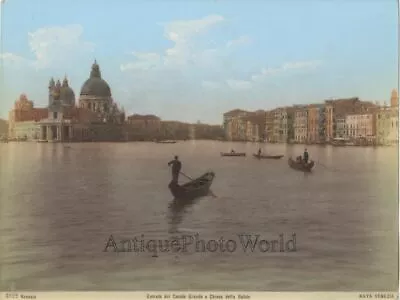 Venice Italy Gondolas On Grand Canal Antique Hand Tinted Albumen Photo By Naya • $65