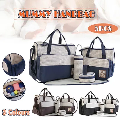 5Pcs Mummy Handbag Diaper Bags Set Shoulder Baby Nappy Changing Bag Travel ACB • $27.63