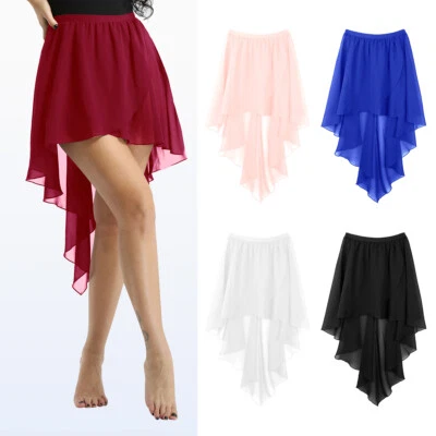 £11.99 • Buy Women Girl Asymmetrical Chiffon Dance Skirts Ballet Wrap Skirt Lyrical Dancewear