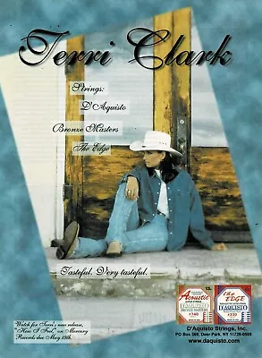 TERRI CLARK - D'Aquisto Strings - 1999 Print Advertisement • $5.95