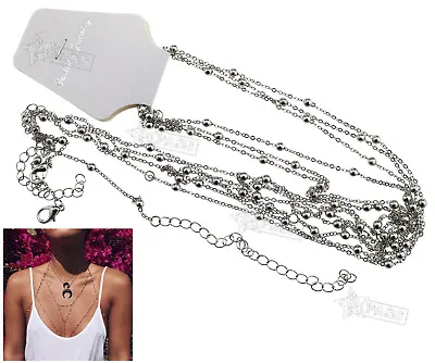 £6.26 • Buy Silver Tassel Bikini Shirt Harness Necklace Crossover Belly Waist Body Chain