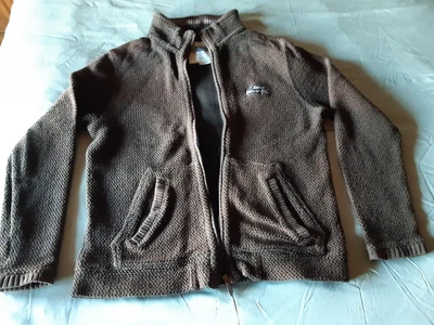 £10 • Buy Weird Fish Mens Small, Full Length Zip Jumper. Waffle Knit, Macaroni In Brown. 