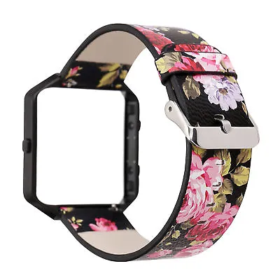 $23.84 • Buy Metal Frame Cover Floral Flower Leather Watch Band Wrist Strap For Fitbit Blaze