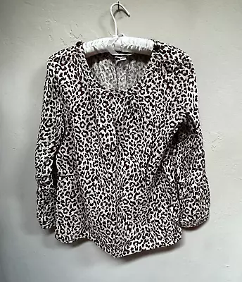 J. Crew Womens Tessa Safari Cat 100% Linen Top Size 10 Tan/Brown Long Sleeve • $28.03