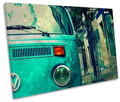 Vintage VW Camper Van SINGLE CANVAS WALL ART Print Picture • £24.99