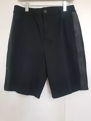 T Alexander Wang Black Basketball Shorts Leather Side Stripes Tuxedo • $45