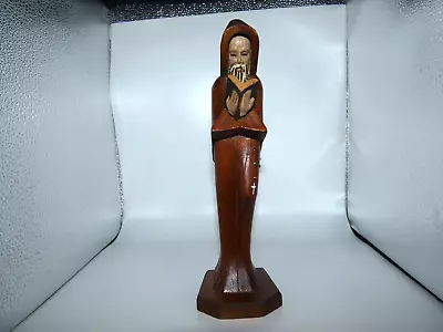 Vintage Hand Carved Wooden Monk Priest Padre Statue Reading Book Mexico 11 1/2  • $24.95