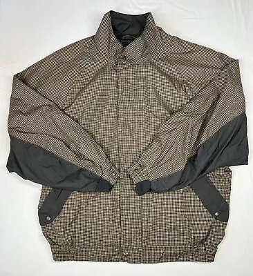 Dryjoys By Footjoy Windbreaker Jacket Full Zip Mens XL Brown Houndstooth • $24.99