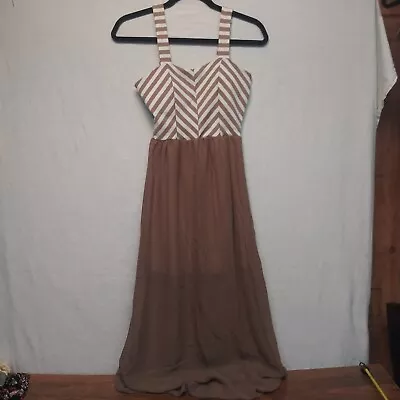 Tea N Rose Khaki/White Maxi Dress Women's Size S 131926 • $23.99