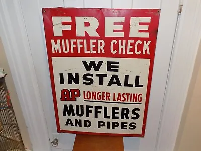 Vintage 1959 AP Muffler And Pipes Heavy Metal Sign • $255