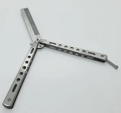 Butterfly Balisong Trainer Training COMB Knife Tool Metal Practice Silver • $10.47