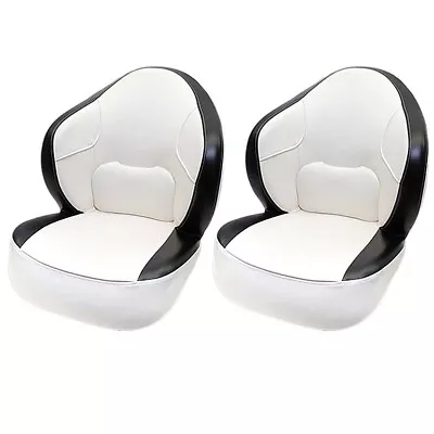 Deluxe Off White / Black Boat Captain / Bucket / Fishing Seat Chairs (Pair) • $596.60