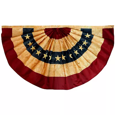 Anley Vintage Style Tea Stained USA Pleated Fan Flag American US Bunting Banner • $23.95