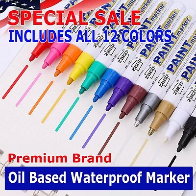 12Pcs Waterproof Permanent Paint Marker Pen For Car Tyre Tire Tread Rubber Metal • $9.99