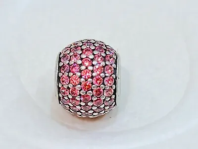$39 • Buy Authentic Pandora Silver Fancy Salmon Pink CZ Pave Lights Charm 791051 Retired