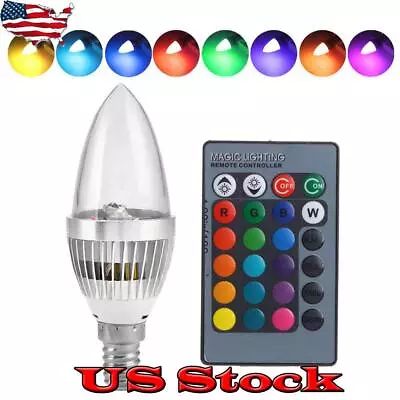 E12 E14 RGB Remote Control Candelabra LED Bulb Color Changing Candle Light Lamp • $21.94