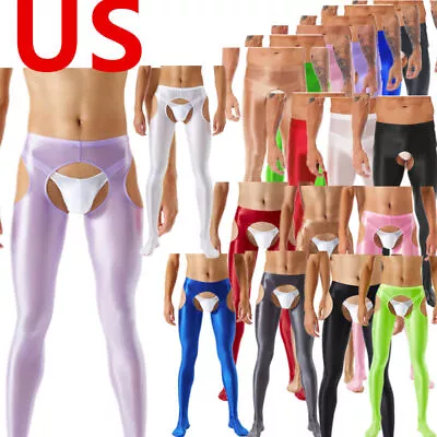 US Mens Pantyhose Pants Sexy Ultra Shiny Glossy Hollow Out Long Tights Trousers • $13.63