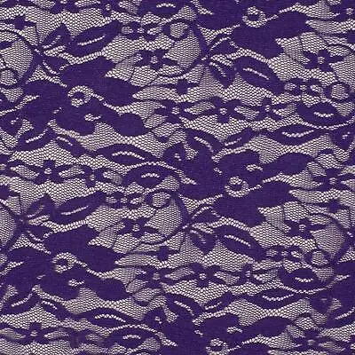Floral Lace Fiona Fabric Material - PURPLE • £6.99