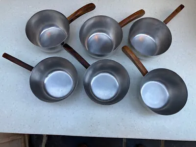 Set Of 6 Mid Century Danish Rosewood And Stainless Steel Soup Bowls • £19.99