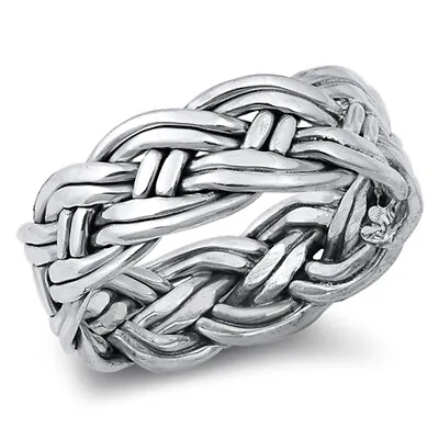 Thick Braided Celtic Viking Ring Unique New .925 Sterling Silver Band Sizes 7-12 • $23.39
