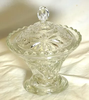 EAPC Clear Glass Footed Pedestal Candy Dish Anchor Hocking Star Of David • $24.99