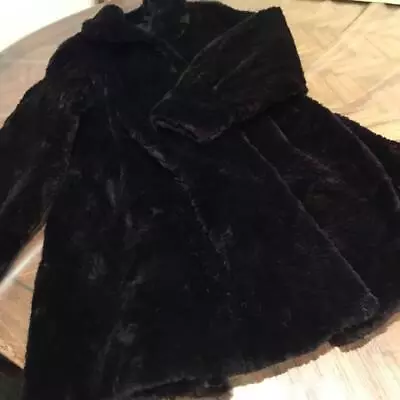 SAGA Silver Mink Shared Real Fur Semi-Long Coat FREE SIZE Black From Japan • $110