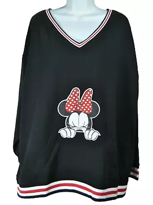 Disney Minnie Mouse Long Sleeve V Neck Sweater Black With Red White Trim Size 2 • £9.65