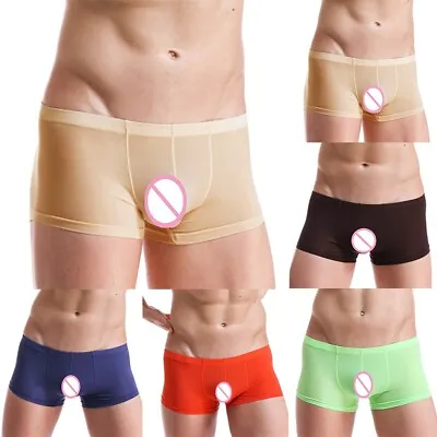 £5.98 • Buy Fashion Men Boxer Briefs Short Pants See Through Sexy Sheer Shorts Size M-2XL