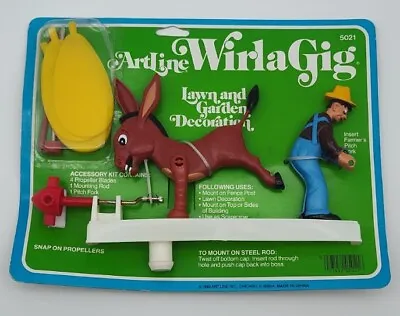 New! Vintage 1983 Art Line Wirl A Gig Donkey Farmer Windmill Lawn & Garden • $38.21