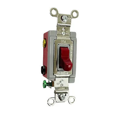 Hubbell HBL1224R Nylon 4-Way Toggle Switch 20A Spec Grade Back & Side Wiring Red • $15.99