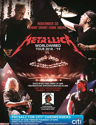 METALLICA  WORLDWIRED TOUR 2018 - '19  SALT LAKE CONCERT POSTER - Heavy Metal • $18.18