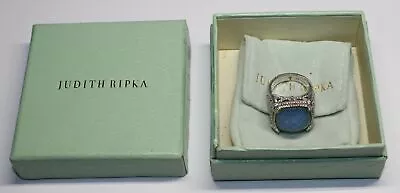 Judith Ripka Blue Quartz & Cz 925 Sterling Ring In Original Box • $70