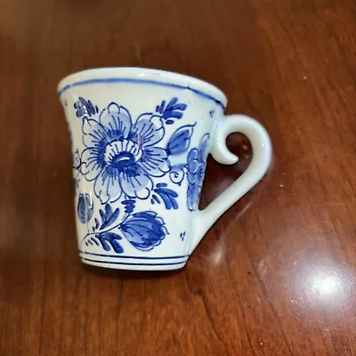 Vintage Delft Blue On White Demitasse  Teacup - Hand Painted In Holland • $7