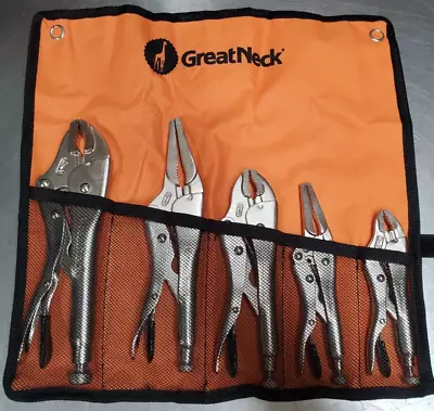 GreatNeck 5pc Locking Plier Set With Pouch 74230 • $39.99