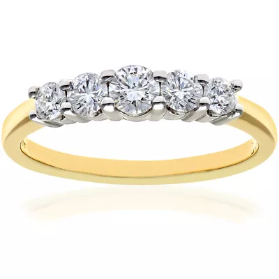 18ct Gold Mersham Jewels Round 3/4ct Diamond Graduated 5 Stone Eternity Ring 3mm • $2904.62