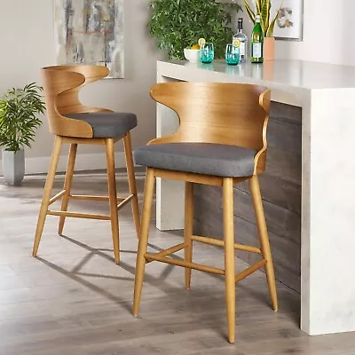 Truda Mid Century Modern Fabric Barstools (Set Of 2) • $245.66